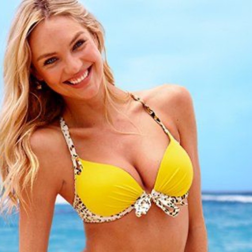 VICTORIA’S SECRET Yellow Leopard Print Push Up Bikini Top